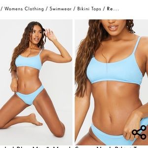 Pretty little thing Recycled Blue Mix & Match Scoop Neck Bikini Top